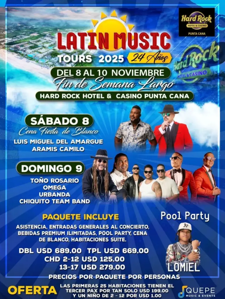 Hard Rock Punta Cana to Host Latin Music Tours 2025 in November
