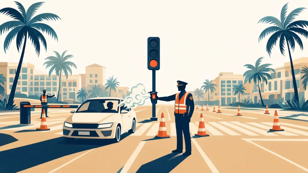 Ilustración editorial: DIGESETT despliega amplio operativo de alcoholemia en el cruce de Downtown