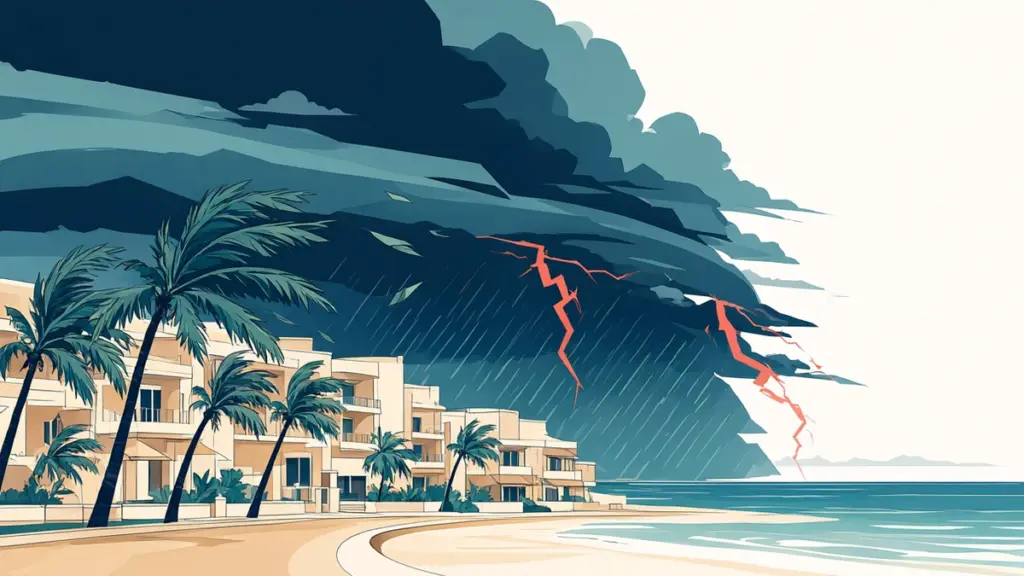 Tormenta tropical sobre Punta Cana — ilustración editorial
