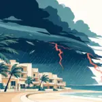 Tormenta tropical sobre Punta Cana — ilustración editorial